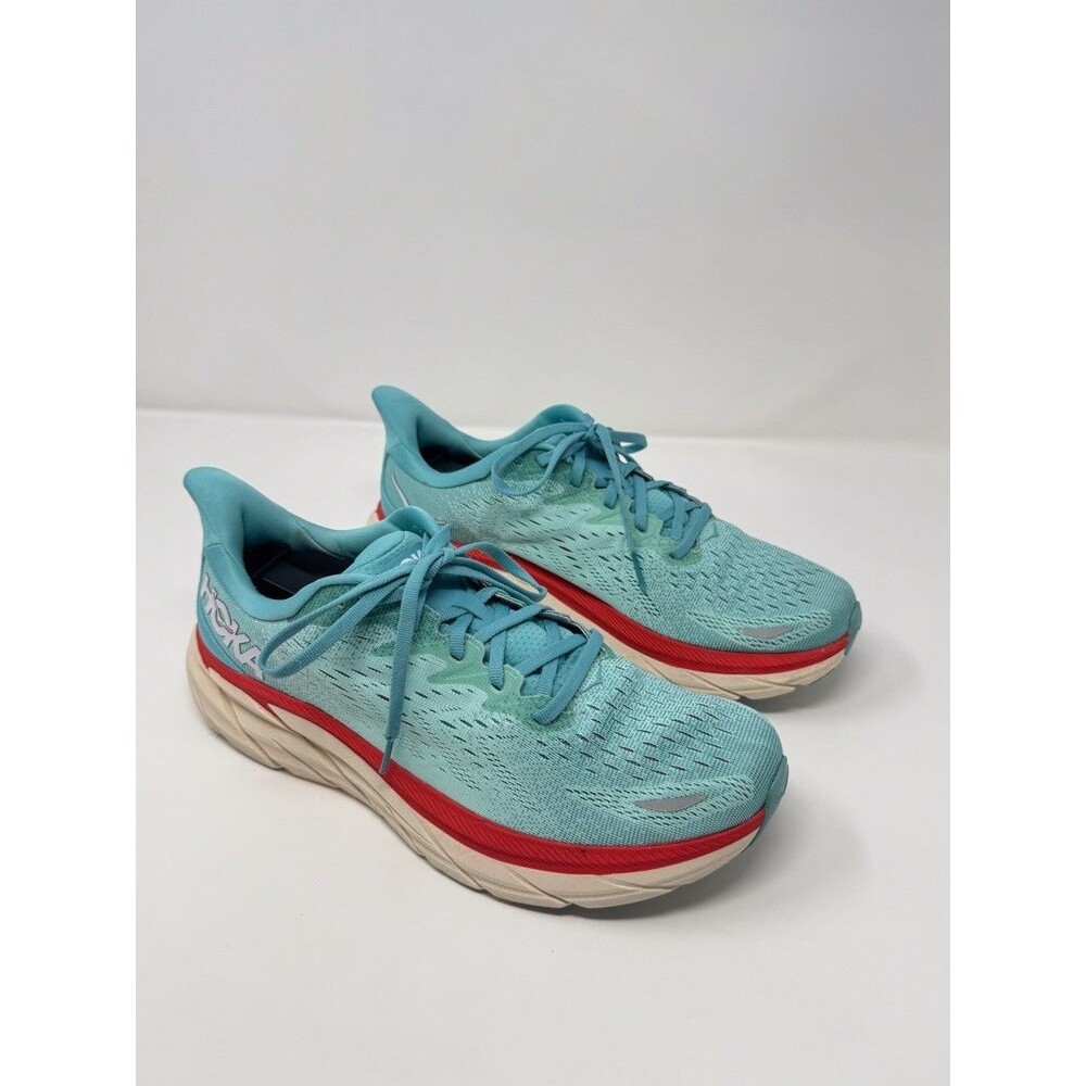 Hoka One One Womens Shoes Blue Red Clifton 8 Athletic Running Sneakers US 11 B